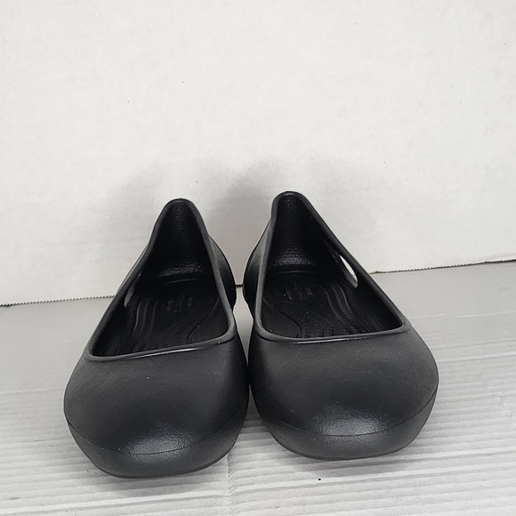 Womens Crocs Iconic Comfort Laura Ballet Flats Shoes Black Cut Out Size W 4 - Picture 8 of 12
